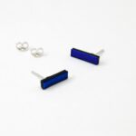 Dichroic Rectangular Earrings Dark Blue