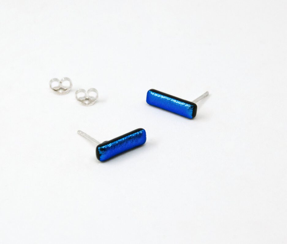 Dichroic Rectangular Earrings Turquoise Blue