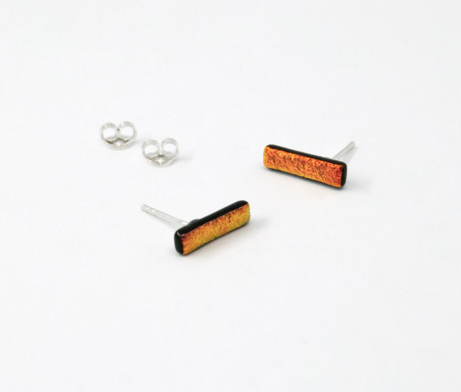 Dichroic Rectangular Earrings Orange