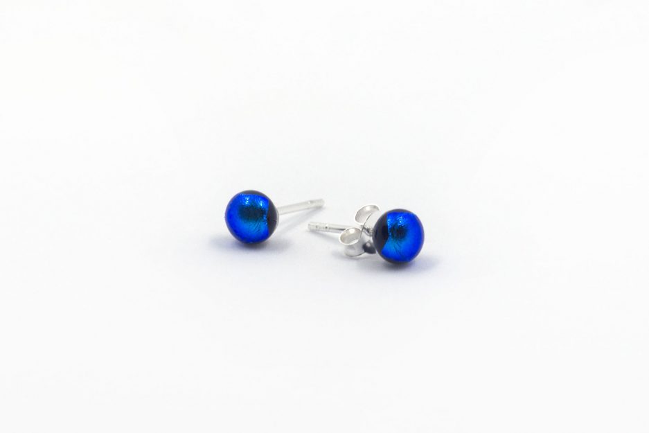 Dichroic Collection Round Earrings - Light Blue