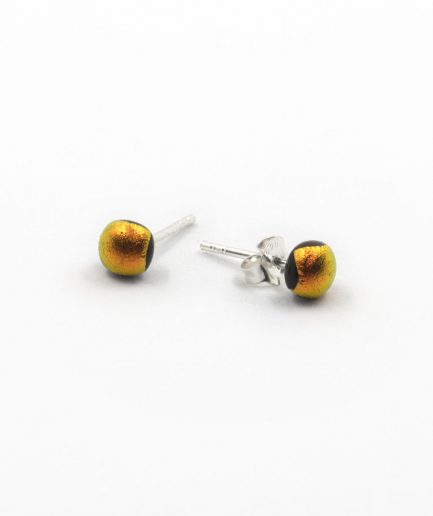 Dichroic Collection Round Earrings - Orange