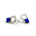 Alvor Collection Silver Square Earrings - Dark Blue