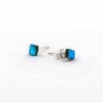 Dichroic Collection Square Earrings - Green