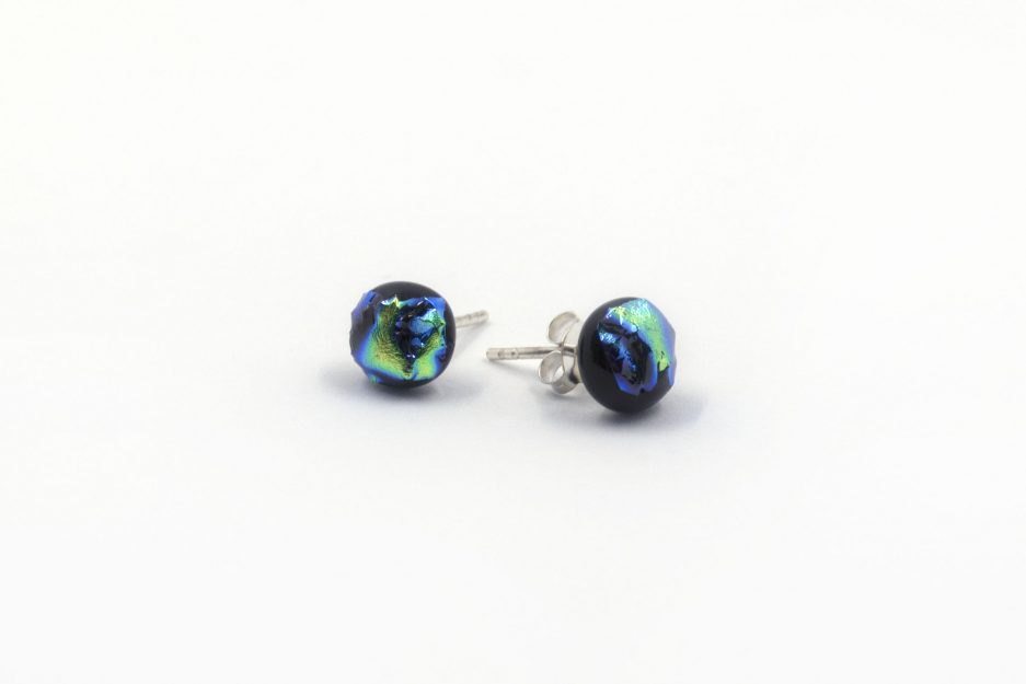Dichroic Collection Texture Earrings - Blue-Purple-Green