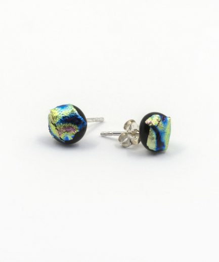 Dichroic Collection Texture Earrings - Pink-Gold-Blue