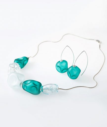 Life Collection Set of Necklace and Earrings Aqua Green