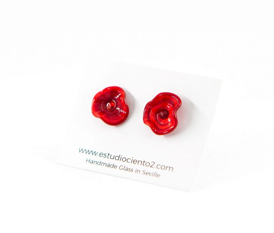 Flores Small Earrings Red