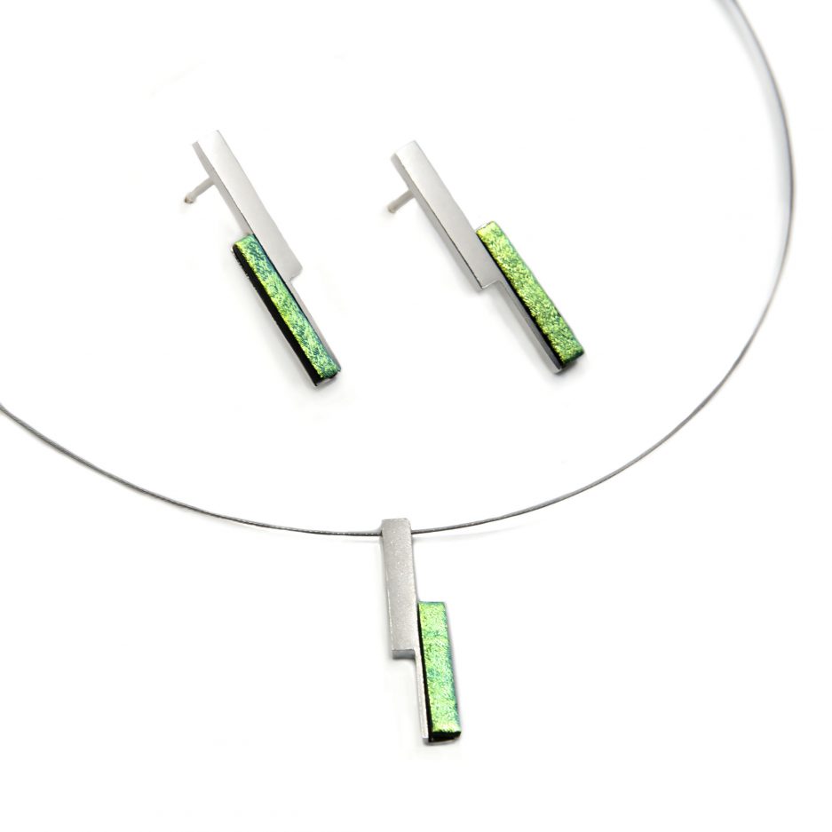 Alvor Earrings & Pendant Set Green